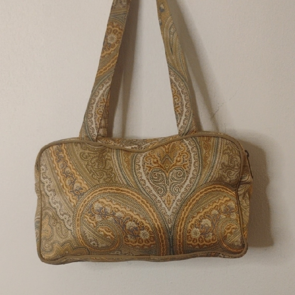 Authentic Etro Paisley Shoulder Bag Beige Gold Designer Boho Chic Handbag - Picture 3 of 8
